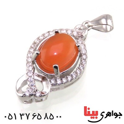 گردنبند عقیق یمنی رودیوم زنانه _کد:14775