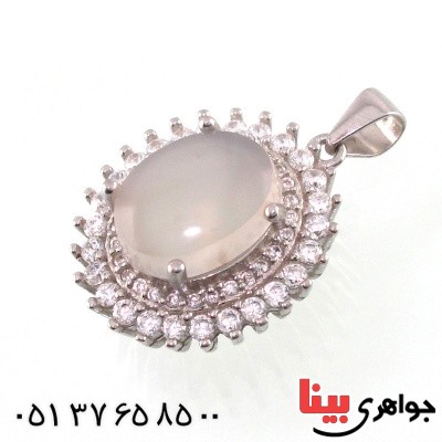گردنبند عقیق یمنی کبود رودیوم زنانه خوشرنگ _کد:14787