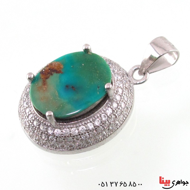گردنبند فیروزه نیشابوری شجری رودیوم زنانه _کد:14796 گردنبند فیروزه نیشابوری شجری رودیوم زنانه _کد:14796