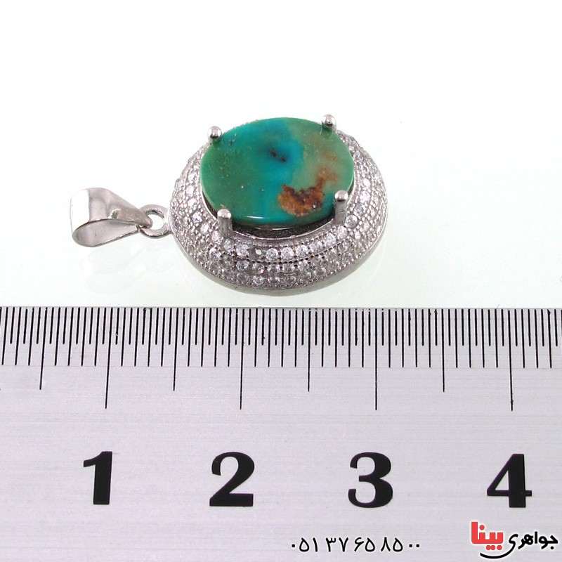 گردنبند فیروزه نیشابوری شجری رودیوم زنانه _کد:14796 گردنبند فیروزه نیشابوری شجری رودیوم زنانه _کد:14796
