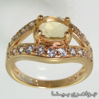 انگشتر سیترین بیضی چهارچنگ