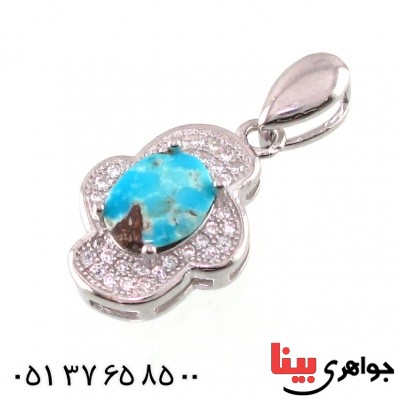 گردنبند فیروزه نیشابوری شجری رودیوم زنانه _کد:14803