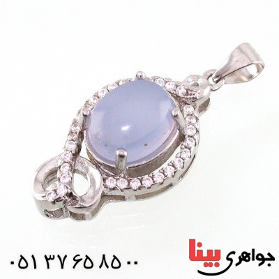 گردنبند عقیق یمنی کبود رودیوم زنانه _کد:14813