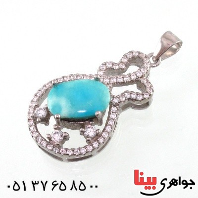 گردنبند فیروزه نیشابوری زنانه رودیوم خوشرنگ _کد:14820