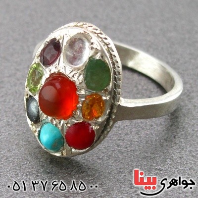 انگشتر چند جواهر بیضی همراه با حرز امام جواد (ع) _کد:14822
