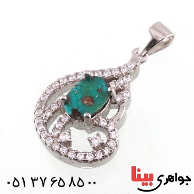 گردنبند فیروزه نیشابوری شجری رودیوم زنانه _کد:14825