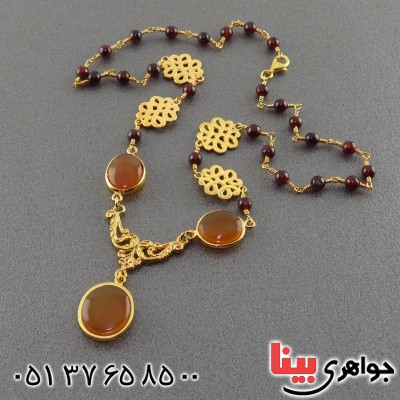 سینه ریز عقیق یمنی و یاقوت گارنت درشت زنانه فاخر _کد:2014