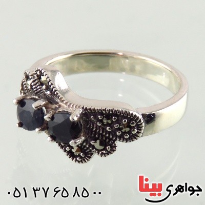 انگشتر یاقوت کبود زنانه مدل پروانه _کد:14855