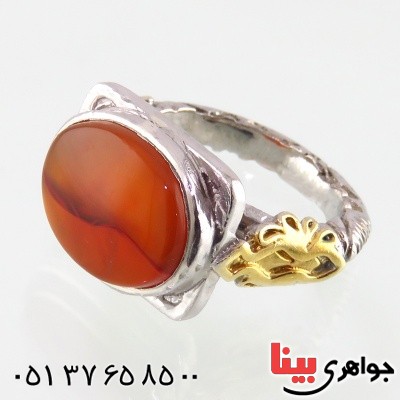 انگشتر عقیق یمنی مردانه درشت خوش منظره _کد:14860