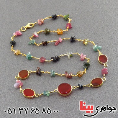 سینه ریز عقیق یمنی و تورمالین زنانه خاص _کد:14873