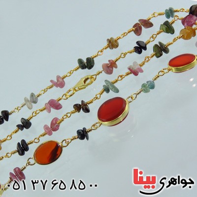 سینه ریز عقیق یمنی و تورمالین زنانه خاص _کد:14873