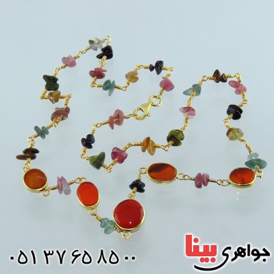 سینه ریز عقیق یمنی و تورمالین زنانه خاص _کد:14873