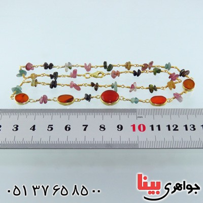 سینه ریز عقیق یمنی و تورمالین زنانه خاص _کد:14873
