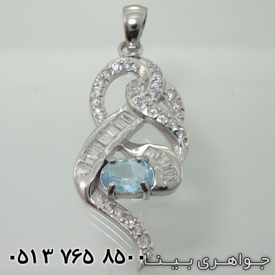 گردنبند آکوآمارین طرح اسلیمی