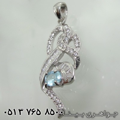 گردنبند آکوآمارین طرح اسلیمی
