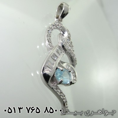 گردنبند آکوآمارین طرح اسلیمی