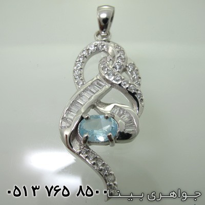 گردنبند آکوآمارین طرح اسلیمی
