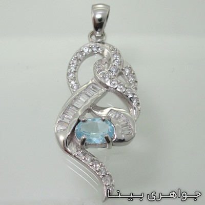 گردنبند آکوآمارین طرح اسلیمی