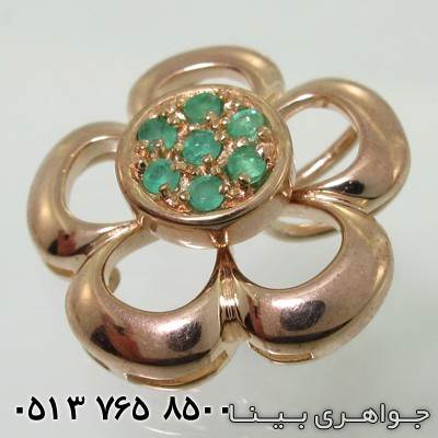 گردنبند چند جواهر زمرد و یاقوت مدل گل سه طرح
