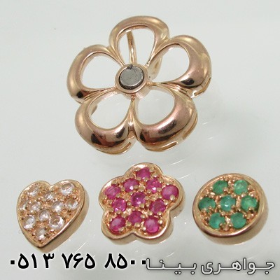 گردنبند چند جواهر زمرد و یاقوت مدل گل سه طرح