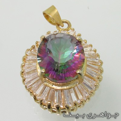 گردنبند توپاز هفت رنگ باگت ریلی
