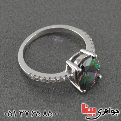 انگشتر توپاز هفت رنگ زنانه رودیوم _کد:14969 انگشتر توپاز هفت رنگ زنانه رودیوم _کد:14969