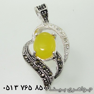 گردنبند عقیق زرد شرف الشمس برگی