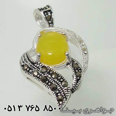 گردنبند عقیق زرد شرف الشمس برگی
