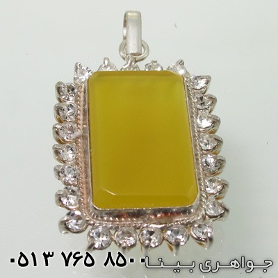 گردنبند عقیق زرد شرف الشمس مستطیلی