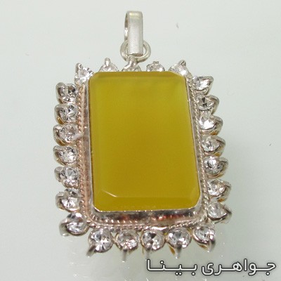 گردنبند عقیق زرد شرف الشمس مستطیلی