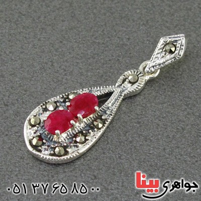 گردنبند یاقوت سرخ و مارکازیتی زنانه عالی _کد:14993 گردنبند یاقوت سرخ و مارکازیتی زنانه عالی _کد:14993