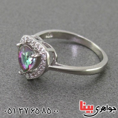 انگشتر توپاز هفت رنگ رودیوم زنانه عشاق _کد:14994