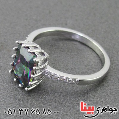 انگشتر توپاز هفت رنگ رودیوم زنانه پرنس _کد:14998