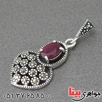 گردنبند یاقوت سرخ و مارکازیتی زنانه خوشرنگ و زیبا _کد:15000 گردنبند یاقوت سرخ و مارکازیتی زنانه خوشرنگ و زیبا _کد:15000