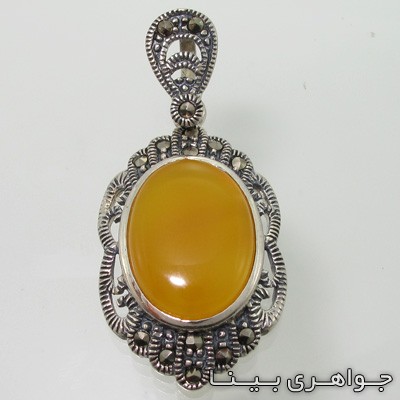 گردنبند عقیق زرد شرف الشمس و مارکازیت