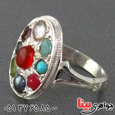 انگشتر چند جواهر مردانه شبکه کاری حرزدار _کد:15046