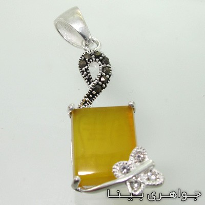گردنبند عقیق زرد شرف الشمس پروانه