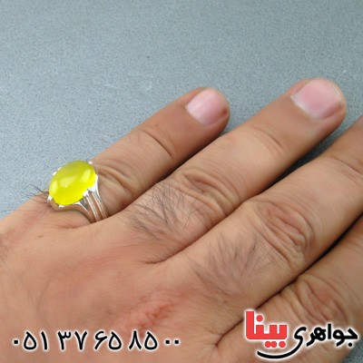 انگشتر عقیق شرف الشمس مردانه چهار چنگ _کد:15089