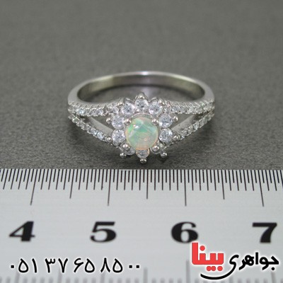 انگشتر اوپال رودیوم زنانه تک _کد:15221