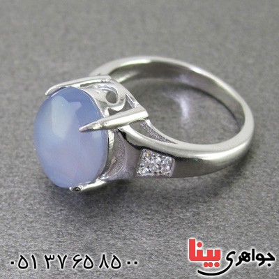 انگشتر عقیق یمنی کبود زنانه رودیوم خوشرنگ _کد:15225