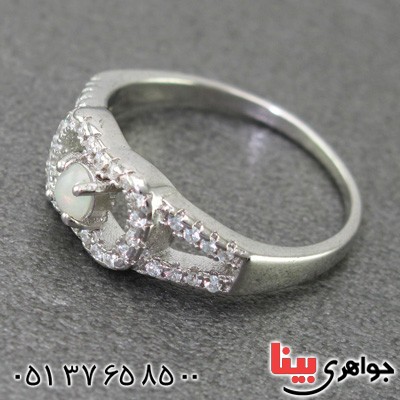 انگشتر اوپال رودیوم زنانه مدل نقاب _کد:15243