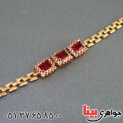 دستبند یاقوت سرخ زنانه روکش آب طلا _کد:15247