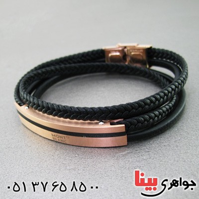 دستبند چرم طبیعی و برنز طرح مونث بلنک _کد:15251
