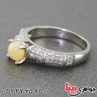 انگشتر اوپال رودیوم زنانه مدل فرح _کد:15255