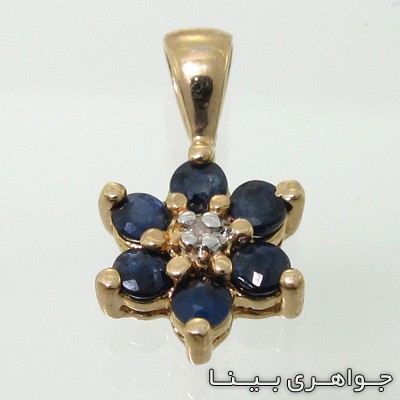 گردنبند یاقوت کبود گل پنج نگین