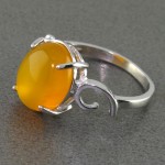 انگشتر عقیق شرف الشمس زنانه رودیوم خوشرنگ