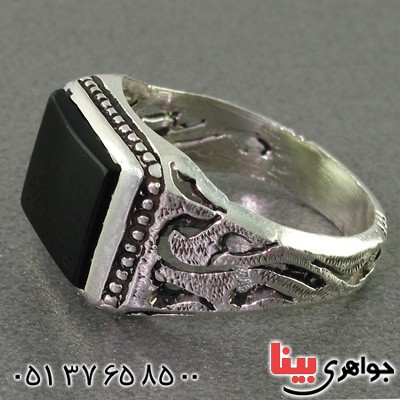انگشتر عقیق سیاه (اونیکس) مردانه شبکه ای انگشتر عقیق سیاه (اونیکس) مردانه شبکه ای