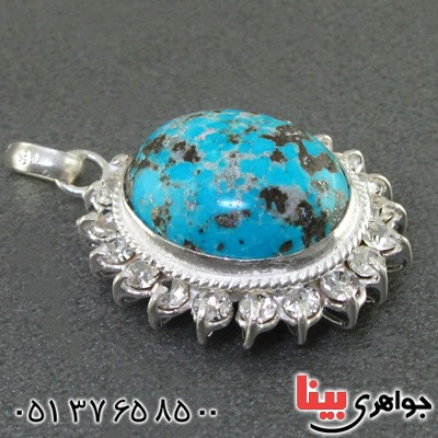 گردنبند فیروزه نیشابوری شجری زنانه دور جواهری _کد:15467