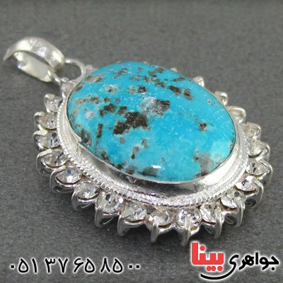 گردنبند فیروزه نیشابوری شجری زنانه دور جواهری _کد:15496