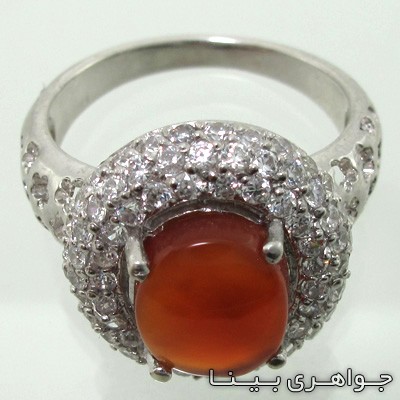 انگشتر عقیق یمنی پر نگین